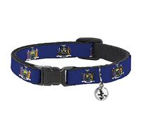 Buckle-Down NY Flag Continuous, Breakaway Cat Collar with Bell, Plastic Clip, Easy Adjustable, 8.5 to 12"-0.5" Wide
