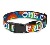 Buckle-Down One Of Us Likes Grass/Tie Dye Multicolor/White Dog Collar, 1" Wide-Fits 9-15" Neck-Small