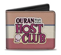 Buckle-Down Ouran High School Host Club Wallet, Bifold, Ouran Host Club Arabian Palace Group Pose and Logo Pinks, Vegan Leather