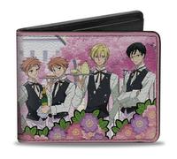 Buckle-Down Ouran High School Host Club Wallet, Bifold, Ouran Host Club Butler Group Pose and Title Logo Pinks, Vegan Leather