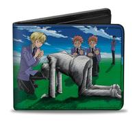 Buckle-Down Ouran High School Host Club Wallet, Bifold, Ouran Host Club Field Group Pose and Title Logo Blues, Vegan Leather