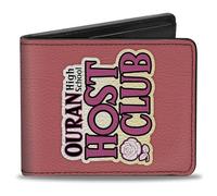 Buckle-Down Ouran High School Host Club Wallet, Bifold, Ouran Host Club Red Roses Character Group Pose and Logo Pinks, Vegan Leather