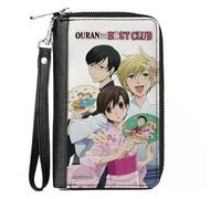 Buckle-Down Ouran High School Host Club Wallet, Zip Around, Ouran Host Club Kimono Group Pose White, Vegan Leather