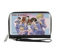 Buckle-Down Ouran High School Host Club Wallet, Zip Around, Ouran Host Club Seven Character Sushi Dining Pose Pink Blue, Vegan Leather