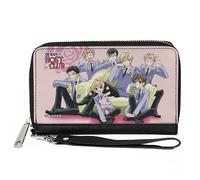 Buckle-Down Ouran High School Host Club Wallet, Zip Around, Ouran Host Club Sitting Group Pose Pinks, Vegan Leather