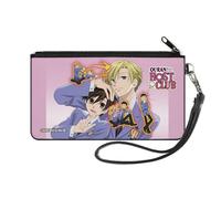 Buckle-Down Ouran High School Host Club Wallet, Zip Clutch, Ouran Host Club Character Group Pose and Title Logo Pinks, Canvas, S, Casual