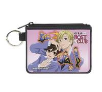 Buckle-Down Ouran High School Host Club Wallet, Zip Clutch, Ouran Host Club Character Group Pose and Title Logo Pinks, Canvas, XS, Casual