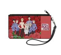 Buckle-Down Ouran High School Host Club Wallet, Zip Clutch, Ouran Host Club Red Roses Group Pose and Title Logo, Canvas, S, Casual