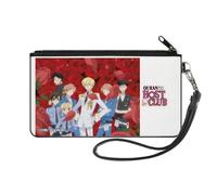 Buckle-Down Ouran High School Host Club Wallet, Zip Clutch, Ouran Host Club Seven Member Rose Petals Group Pose and Logo, Canvas, S, Casual