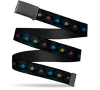 Buckle-Down Paramount Network Belt, Flip Web Belt Star Trek Starfleet Insignia and Ship Silhouettes Multi Color, Adjustable, Blue, 1.5" Wide - Fits up to Pant Size 42