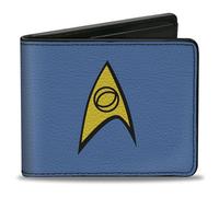 Buckle-Down Paramount Network Wallet, Bifold, Classic Star Trek Starfleet Sciences Insignia Logo Blue YellowQ, Vegan Leather
