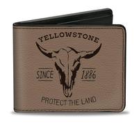 Buckle-Down Yellowstone Show Wallet, Bifold, Yellowstone Protect the Land Since 1886 Tan Brown, Vegan Leather, Tan Brown, 4.0" x 3.5", Casual