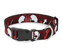 Buckle-Down PC-W30444-WS Plastic Clip Collar, Skulls, 1.5" Wide-Fits 13-18" Neck-Small