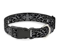 Buckle-Down PC-W30611-M Plastic Clip Collar, Fleur de Lis, 1" Wide-Fits 11-17" Neck-Medium