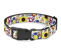 Buckle-Down PC-W30627-WS Plastic Clip Collar, Peace, 1.5" Wide-Fits 13-18" Neck-Small