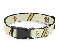 Buckle-Down PC-W30635-M Plastic Clip Collar, Fleur de Lis, 1" Wide-Fits 11-17" Neck-Medium