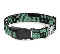 Buckle-Down PC-W30722-M Plastic Clip Collar, Grunge Chaos, 1" Wide-Fits 11-17" Neck-Medium