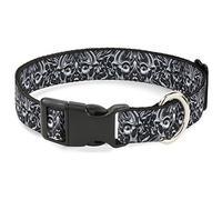 Buckle-Down PC-W31965-S Plastic Clip Collar, Skulls, 1" Wide-Fits 9-15" Neck-Small