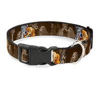 Buckle Down PC-WDY372-L Plastic Clip Collar-Lady and Tramp 2-Poses/Spaghetti Kiss Scene Browns, 1" W-15-26 Neck-Large