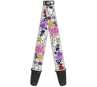 Buckle-Down Peanuts Guitar Strap, Peanuts Snoopy and Woodstock Graffiti Collage Multi Color, 2 Inches Wide