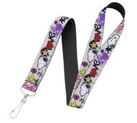 Buckle-Down Peanuts Lanyard, Peanuts Snoopy and Woodstock Graffiti Collage Multi Color, Elastic