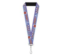Buckle-Down Peanuts Lanyard, Peanuts Astronaut Snoopy Launch Poses White Multi Color, Elastic
