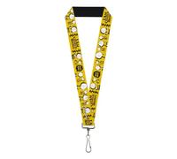 Buckle-Down Peanuts Lanyard, Peanuts I Am Charlie Brown Poses and Zig Zag Stripe Yellows, Elastic
