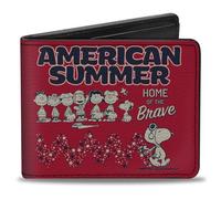 Buckle-Down Peanuts Wallet, Bifold, Peanuts Gang American Summer Poses Red Blue White, Vegan Leather