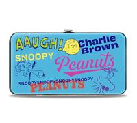 Buckle-Down Peanuts Wallet, Hinged, Peanuts Charlie Brown Snoopy and Woodstock Typography Collage, Vegan Leather