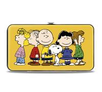 Buckle-Down Peanuts Wallet, Hinged, Peanuts Gang Close Up Group Pose Golden Yellow, Vegan Leather