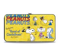 Buckle-Down Peanuts Wallet, Hinged, Peanuts Gang Featuring Good Ol Charlie Brown Poses Yellow, Vegan Leather