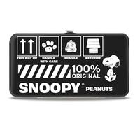 Buckle-Down Peanuts Wallet, Hinged, Peanuts Snoopy Care Symbols 100% Original Black White, Vegan Leather