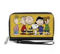 Buckle-Down Peanuts Wallet, Zip Around, Peanuts Gang Close Up Group Pose Golden Yellow, Vegan Leather, Yellow, 7.5"x4.5", Casual