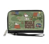Peanuts Wallet, Zip Around, Peanuts Happy Camper Beagle Scouts Scenes, Vegan Leather
