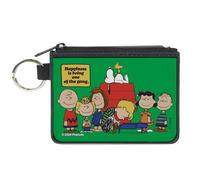 Buckle-Down Peanuts Wallet, Zip Clutch, Peanuts Gang 75th Hapiness Is Being One of the Gang Pose Green, Canvas, Green, XS, Casual