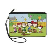 Buckle-Down Peanuts Wallet, Zip Clutch, Peanuts Gang Backyard Baseball Group Pose, Canvas, Multicolor, L, Casual