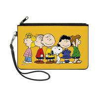 Buckle-Down Peanuts Wallet, Zip Clutch, Peanuts Gang Close Up Group Pose Golden Yellow, Canvas, Yellow, L, Casual