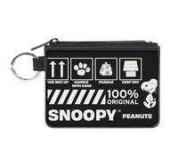 Buckle-Down Peanuts Wallet, Zip Clutch, Peanuts Snoopy Care Symbols 100% Original Black White, Canvas, Black, XS, Casual