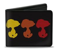 Buckle-Down Peanuts Worldwide LLC Wallet, Bifold, Peanuts Snoopy Silhouette Pose Black Rainbow Multi Color, Vegan Leather, Multicolor, 4.0" x 3.5", Casual