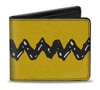 Buckle-Down Peanuts Worldwide LLC Wallet, Bifold, Peanuts 75th Charlie Brown Zig Zag Stripe Yellow Black, Vegan Leather