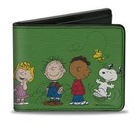 Buckle-Down Peanuts Worldwide LLC Wallet, Bifold, Peanuts Gang Group Pose Green, Vegan Leather, Green, 4.0" x 3.5", Casual