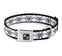 Buckle-Down Pet Collar, Dog Collar Metal Seatbelt Buckle, Buckle Down BD Monogram White Black, 13 to 17 Inches 1.5 Inch Wide