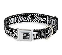Buckle-Down Pet Collar, Dog Collar Metal Seatbelt Buckle, Buckle Down Skull Make Your Fate Black White, 11 to 16.5 Inches 1.0 Inch Wide