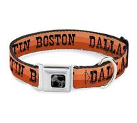 Buckle-Down Pet Collar, Dog Collar Metal Seatbelt Buckle, Dallas Raleigh Tennessee Austin Boston Stripes Browns, 11 to 16.5 Inches 1.0 Inch Wide