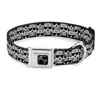 Buckle-Down Pet Collar, Dog Collar Metal Seatbelt Buckle, Diamond Sugar Skull Stacked Black Silver Fade White, 20 to 31 Inches 1.5 Inch Wide