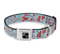 Buckle-Down Pet Collar, Dog Collar Metal Seatbelt Buckle, Grateful Optimism Be Kind Icons Collage Blue Red, 11 to 16.5 Inches 1.0 Inch Wide