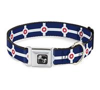 Buckle-Down Pet Collar, Dog Collar Metal Seatbelt Buckle, Indianapolis Flag Navy Blue White Red, 15 to 24 Inches 1.0 Inch Wide
