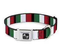 Buckle-Down Pet Collar, Dog Collar Metal Seatbelt Buckle, Italy Flags, 16 to 23 Inches 1.5 Inch Wide