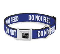 Buckle-Down Pet Collar, Dog Collar Metal Seatbelt Buckle, Pet Quote Do Not Feed Navy White, 16 to 23 Inches 1.5 Inch Wide