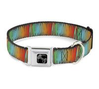 Buckle-Down Pet Collar, Dog Collar Metal Seatbelt Buckle, Scribble Zarape Fade Brown Multi Color, 13 to 17 Inches 1.5 Inch Wide